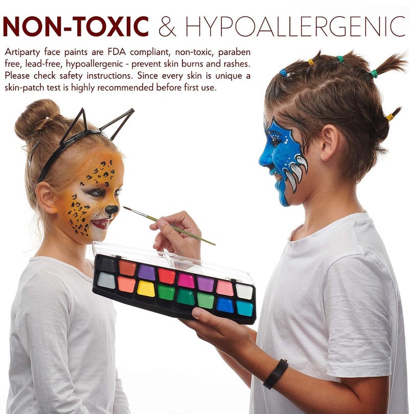 Artiparty Face Paint Kit â€“ Easy to Apply & Remove â€“ Water Activated â€“ Non-Toxic & Hypoallergenic â€“ Professional Face Painting Kit for Kids & Adults - Image 4